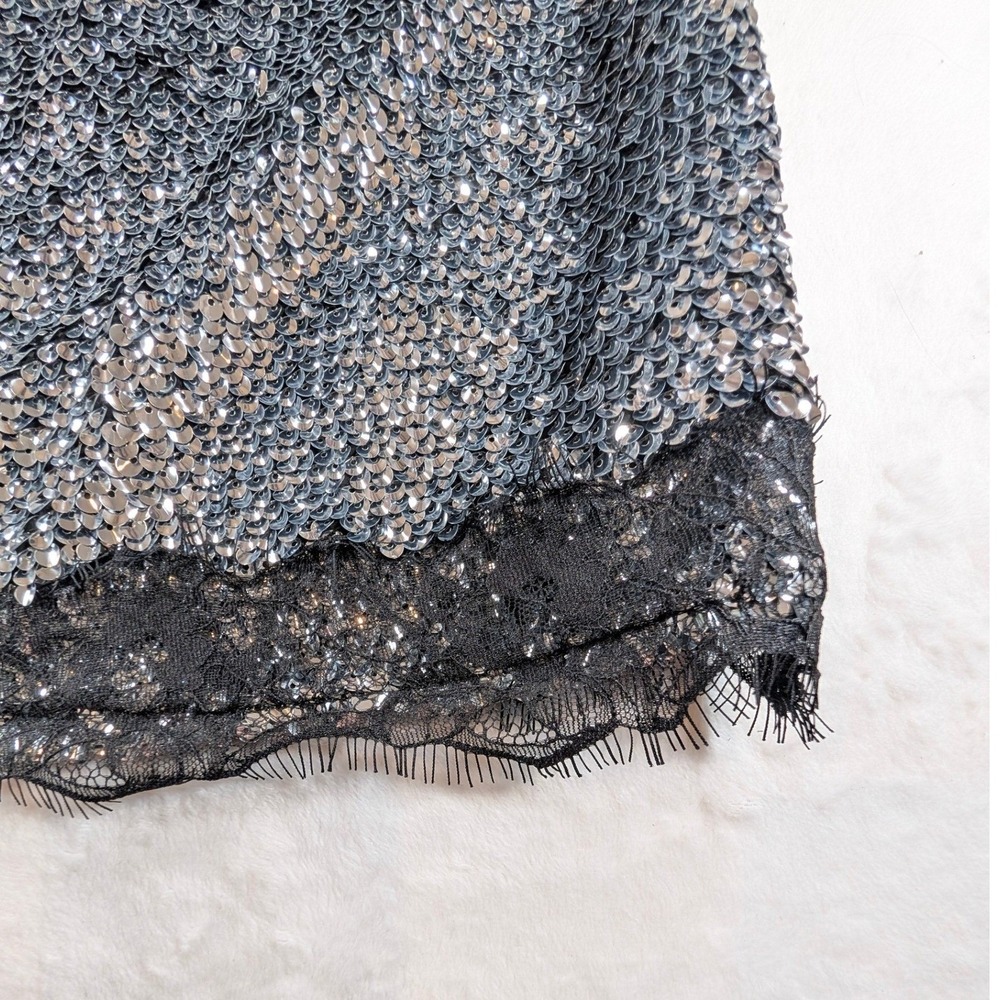 Lilly Sisto x Gianna Bini Allegra Sequin Lace Slip Dress Silver Size 6 NWT - Picture 9 of 12